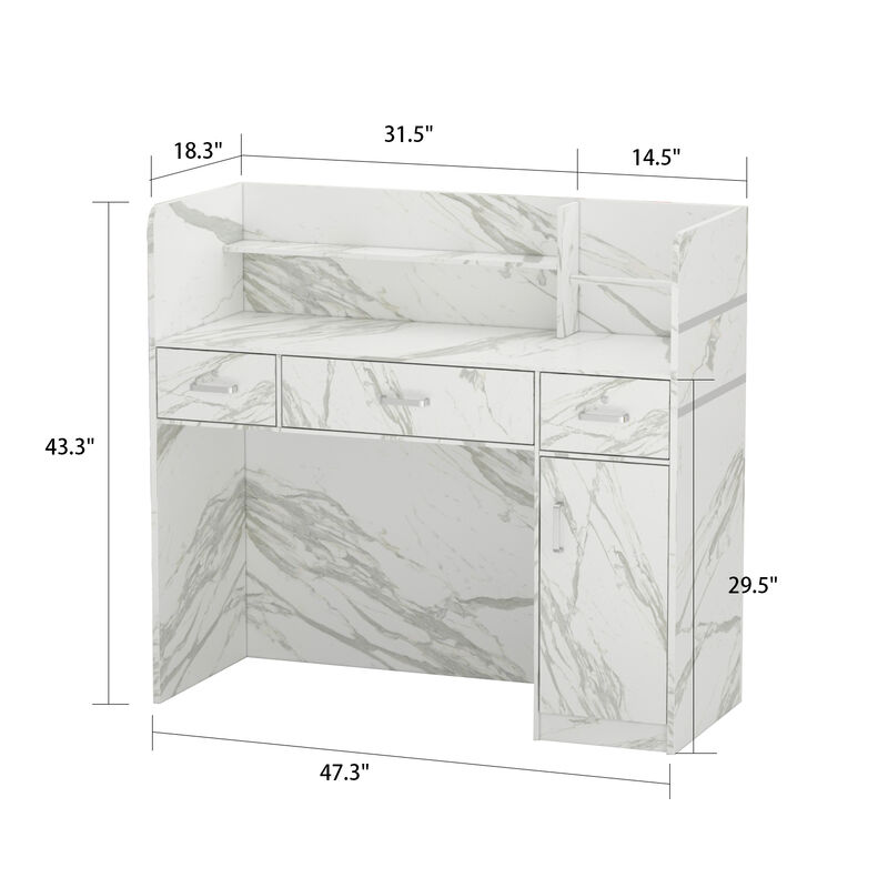 47.3 in. Rectangle Gray Wooden Console Table with 3-Drawers, Cabinet and Shelves Side Table for Entryway Hallway