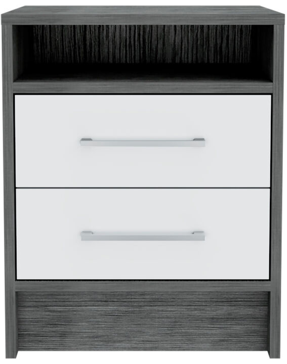 Wooden Nightstand with 2 Storage Drawers – Contemporary Bedside Table