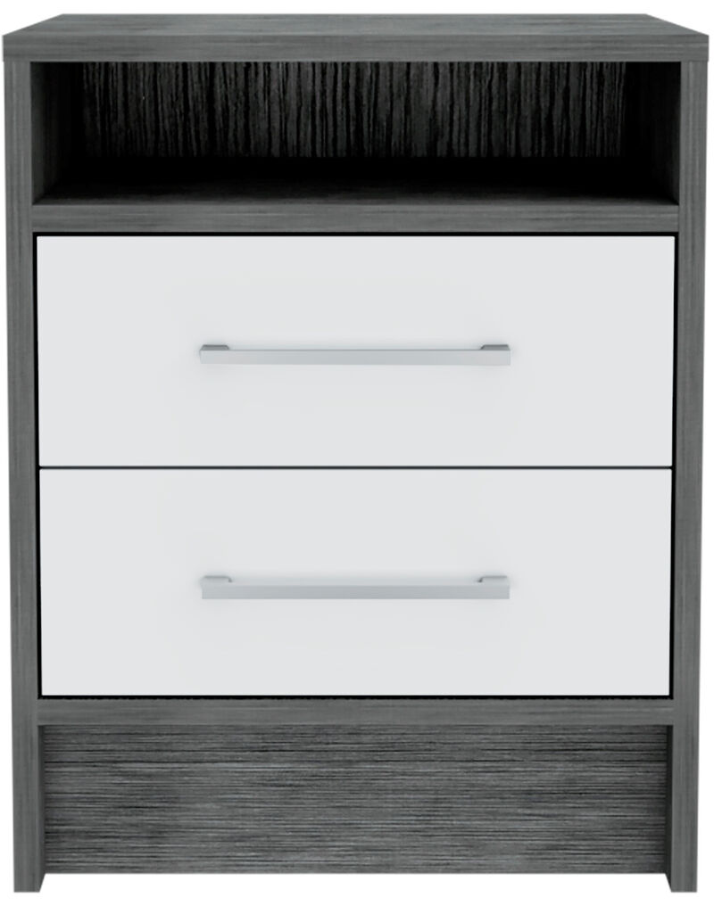 Wooden Nightstand with 2 Storage Drawers – Contemporary Bedside Table