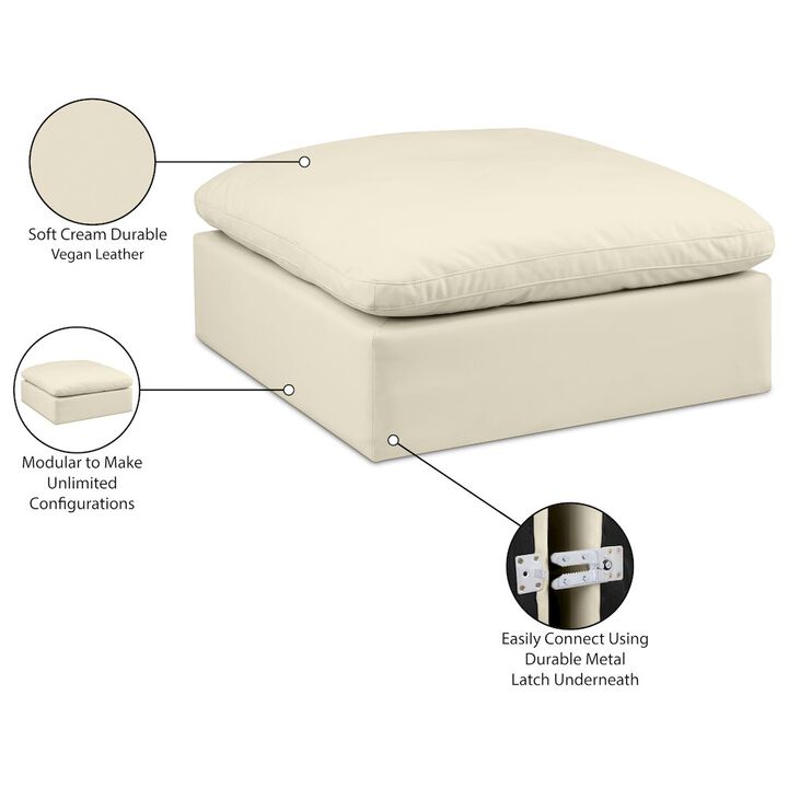 Meridian Furniture Comfy Cream Vegan Leather Modular Ottoman