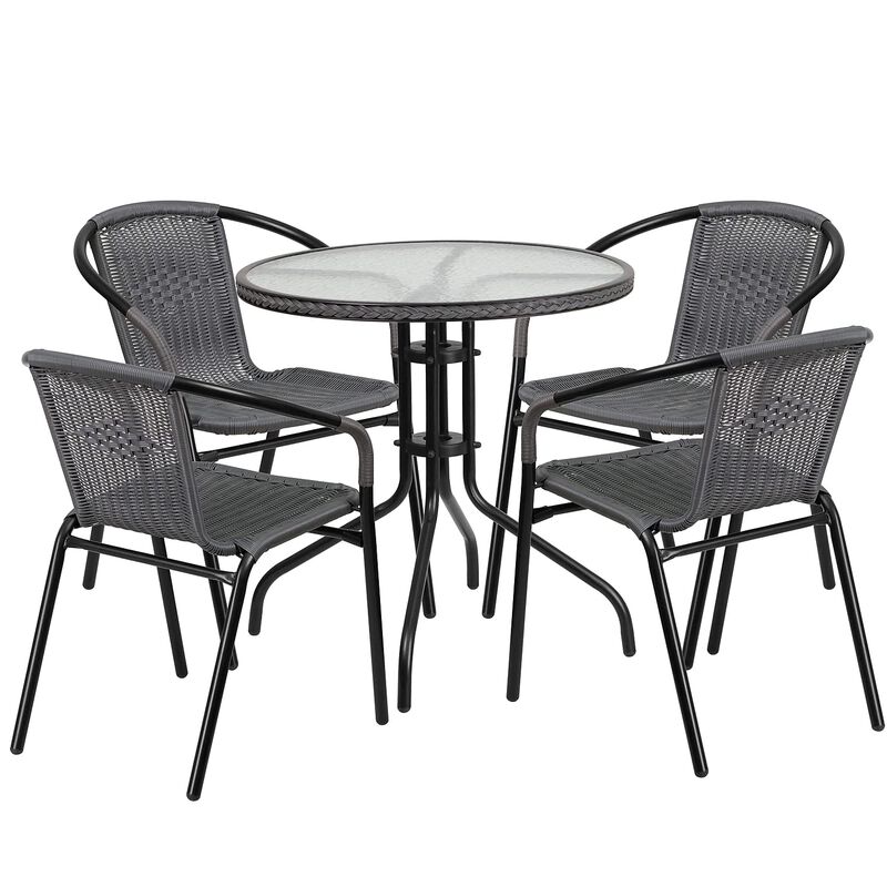 28RD Gray Table Set w/Rattan image number 0