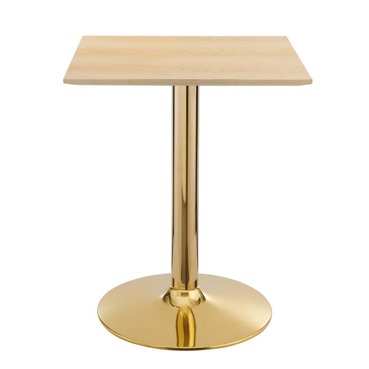 Modway - Verne 24" Square Dining Table Gold Natural