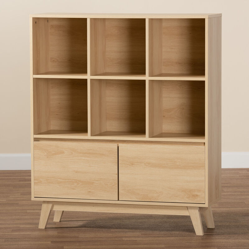 Baxton Studio Danina Japandi Oak Brown Finished Wood Bookshelf image number 8