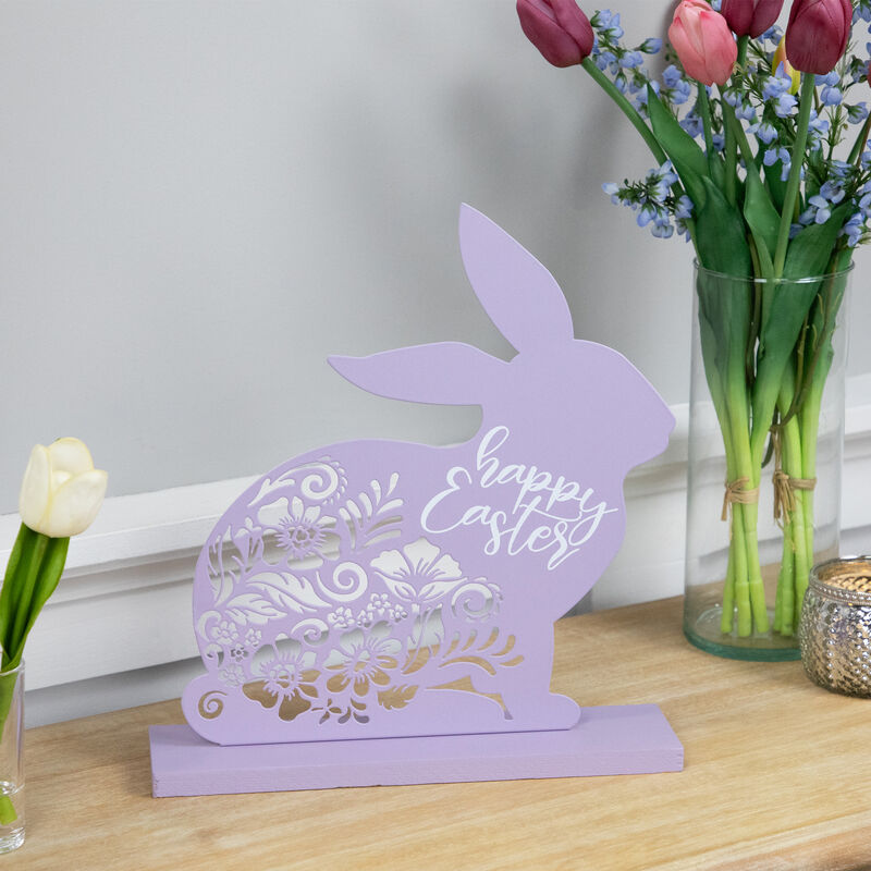 Happy Easter Floral Cut-Out Bunny Tabletop Decoration - 13"
