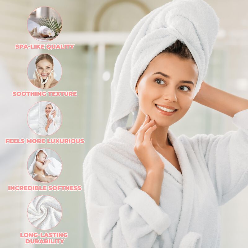 6 Piece Hand Towel Set in Zero Twist Cotton for Bathroom and Guest Use image number 3