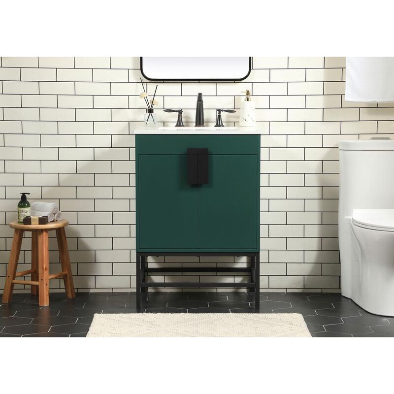 Elegant Kitchen and Bath 24 inch Single bathroom vanity in green