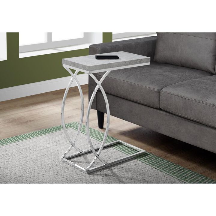 Accent Table, C-shaped, End, Side, Snack, Living Room, Bedroom, Grey Laminate