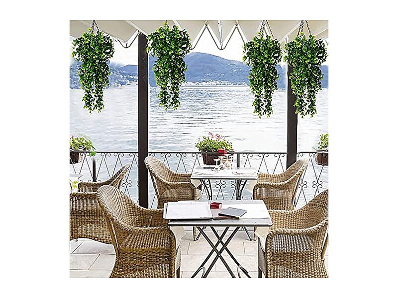 Hanging Artificial Plants 4 Pack Faux Eucalyptus Leaf Greenery Vine Plant Fake image number 3