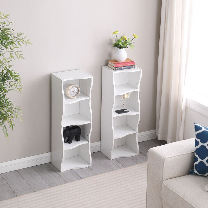 Merax 8-layer adjustable shelf ultra-thin bookshelf with a wavy border design image number 2