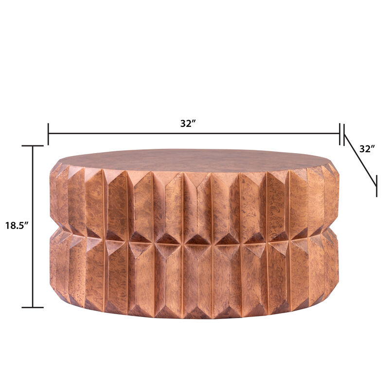 Talveris Gold Faceted Cylinder Coffee Table image number 4