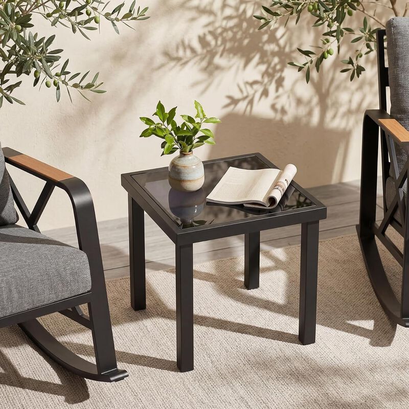 17.72" Outdoor Square End Table with Water-Resistant Top image number 6