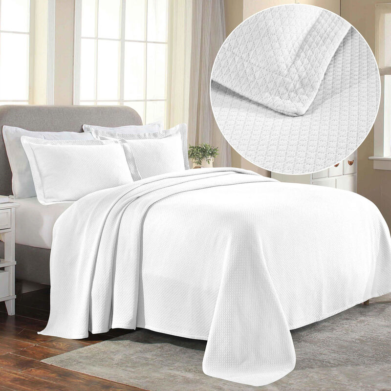 Lightweight Cotton Bedspread Set with Diamond Matelasse Design image number 2
