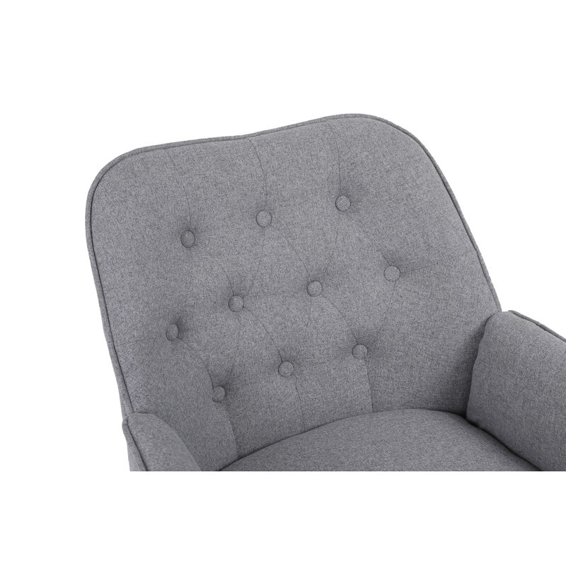Modern Mid Century Chair velvet Sherpa Armchair for Living Room Bedroom Office Easy Assemble(Light Grey) image number 7
