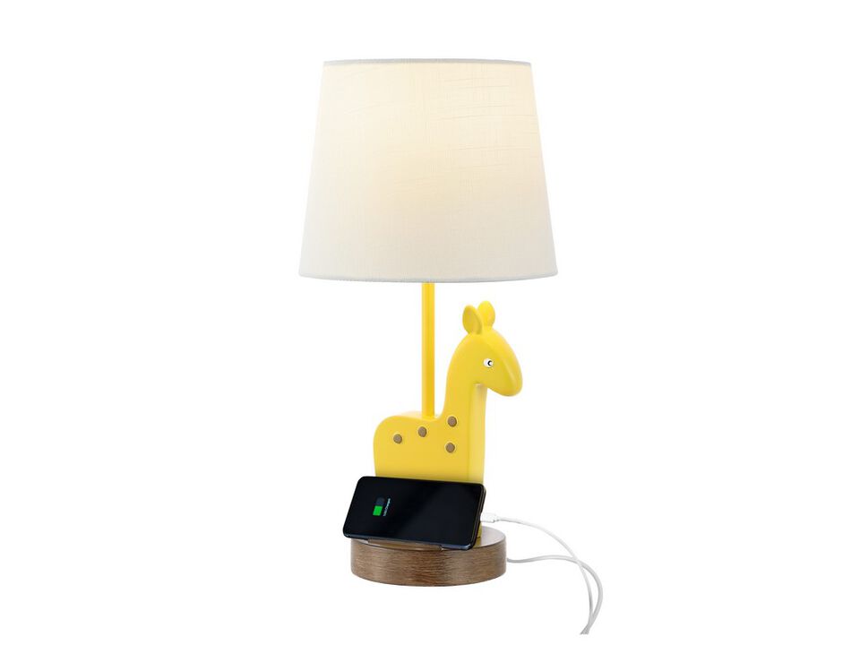 Sahara Mid-Century Vintage Iron/Resin Giraffe LED Kids' Table Lamp with Phone Stand and USB Charging Port