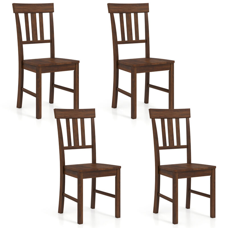 Set of 4 Dining Room Chairs with Rubber Wood Frame and Slat Backrest image number 0