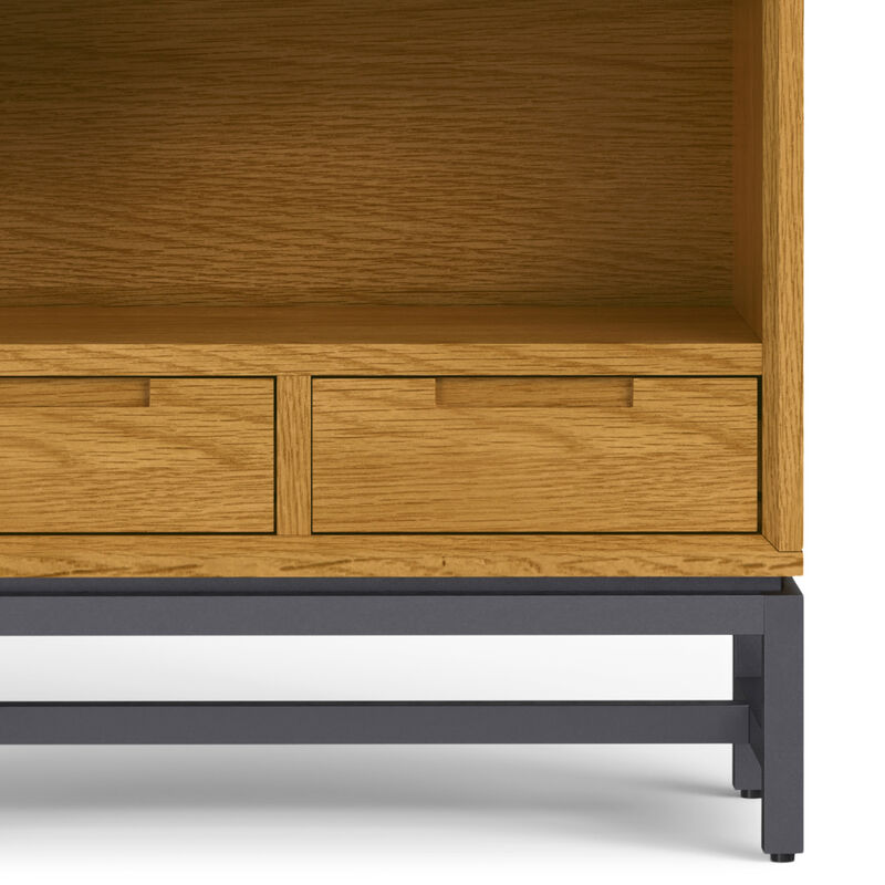 Banting SOLID WOOD and Metal 66 inch x 30 inchRectangle Industrial Bookcase in OAK WOOD