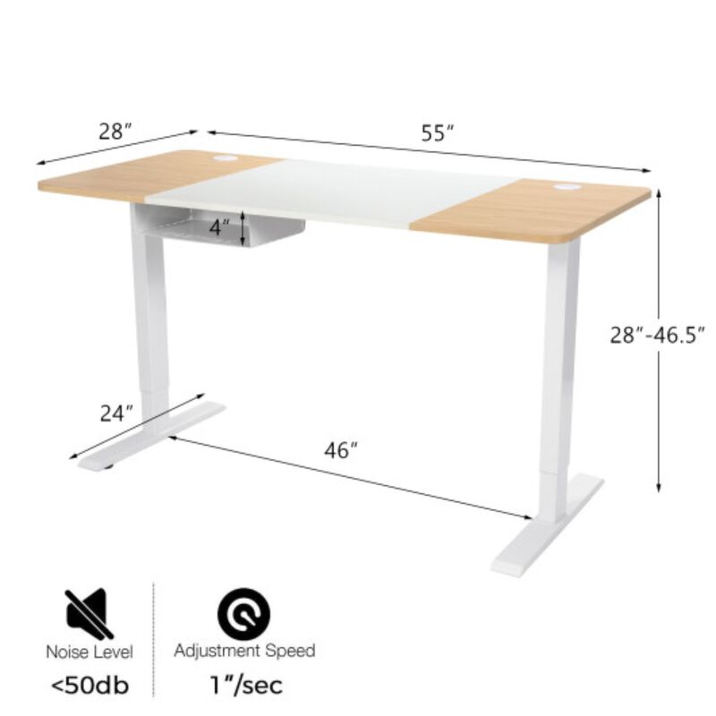 Electric Adjustable Sit to Stand Desk with USB Port