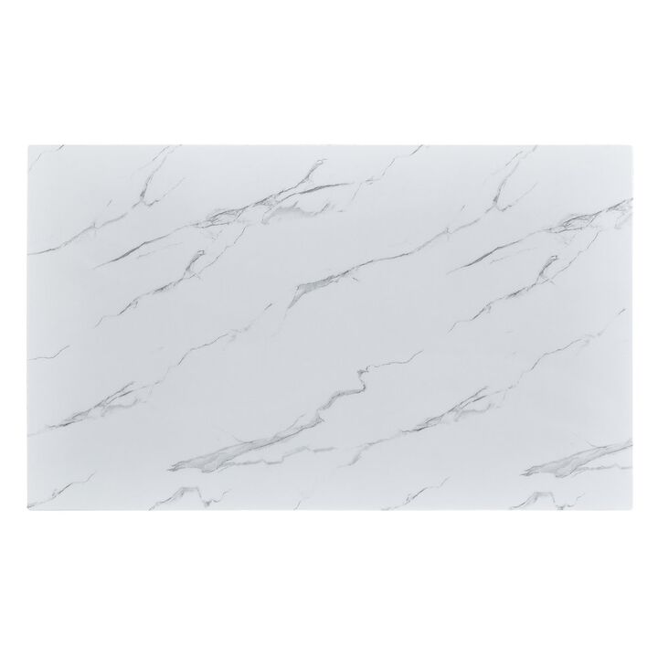 White marble console table with a gold color stainless steel base