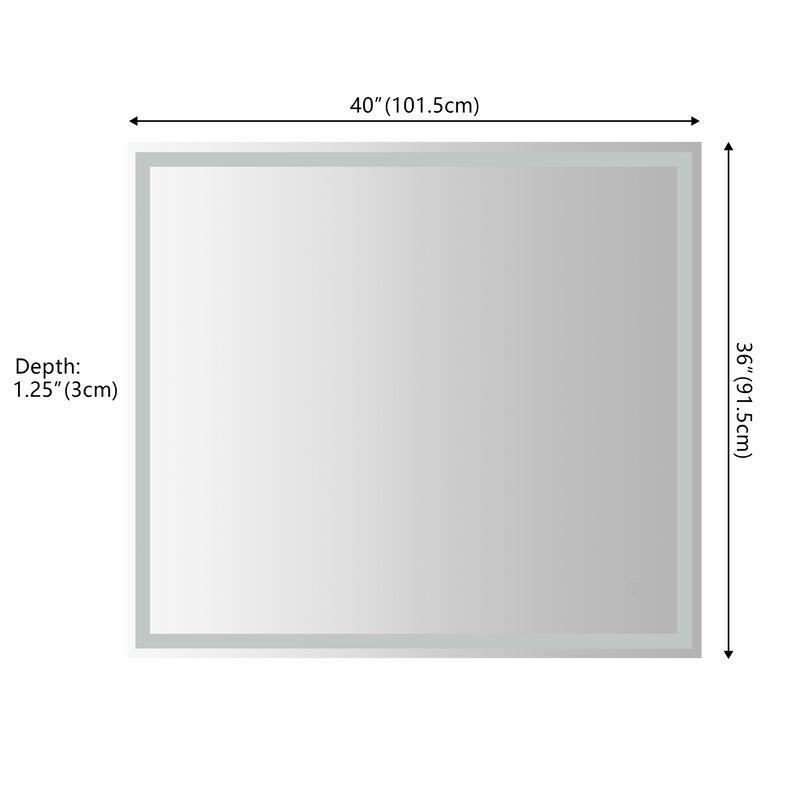 Pax 40W x 36H  Frameless Antifog Front/Back-Lit Wall Bathroom Vanity Mirror with Smart Touch