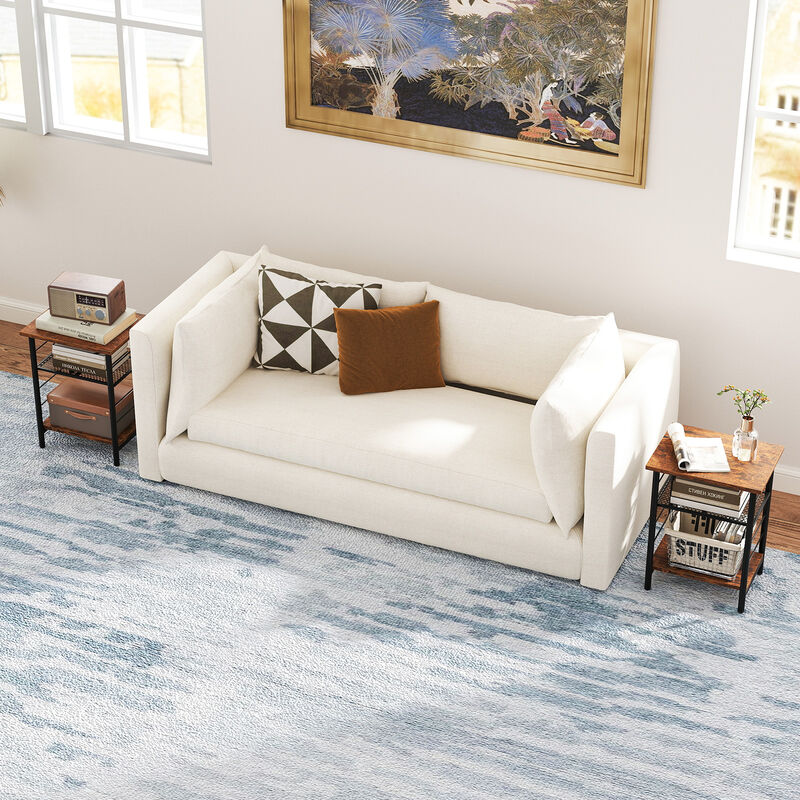 Set of 2 Industrial End Tables with 3 Tiers and Open Storage Shelving