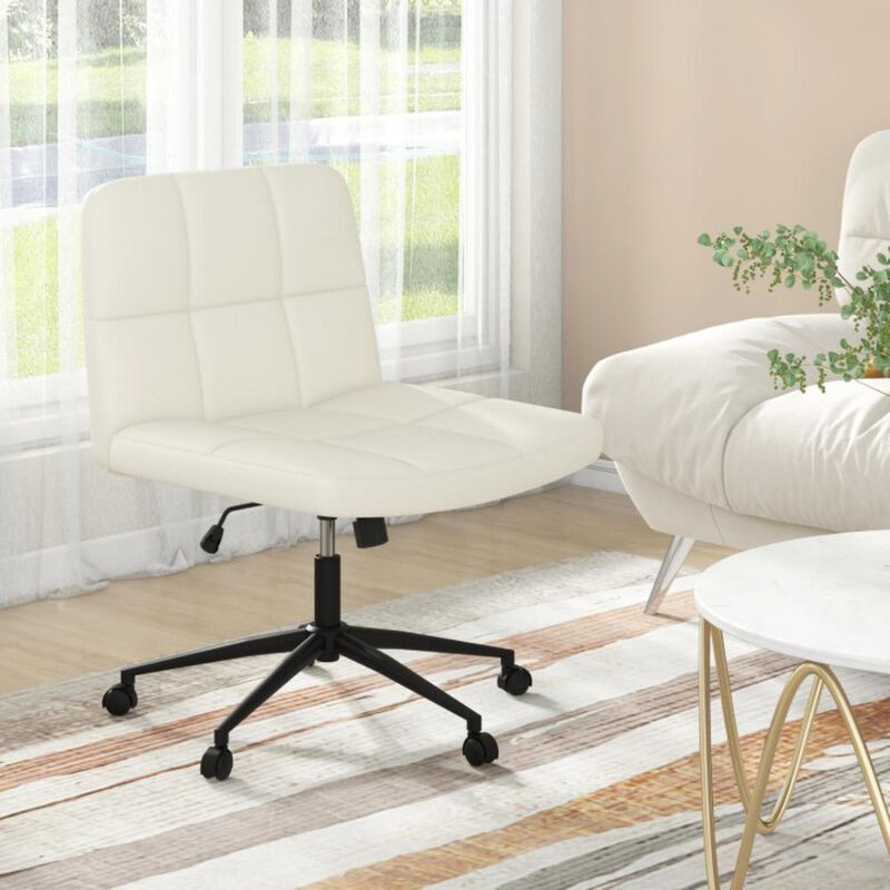 HeightAdjustable Armless Desk Chair with Wheels for Home Office or Vanity