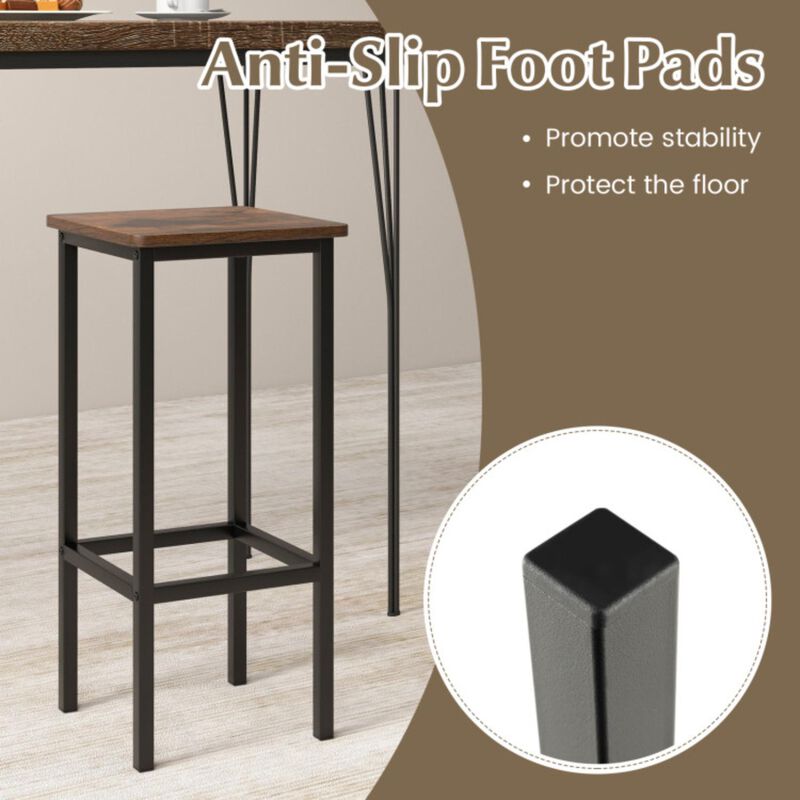 Hivvago Set of 4 Bar Stool Set 26" Bar Chair with Metal Legs and Footrest