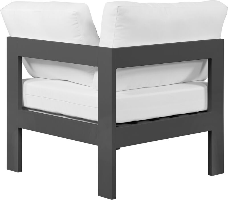 Meridian Furniture Nizuc White Water Resistant Fabric Outdoor Patio Aluminum Corner Chair image number 2