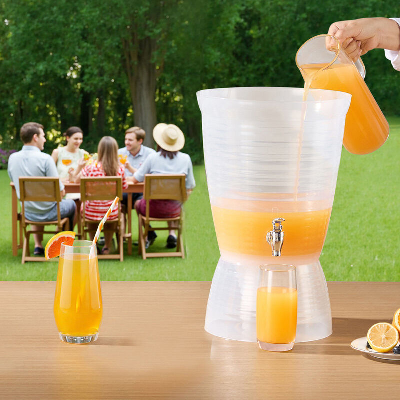Plastic Juice Beverage Dispenser with Ice Chamber and Spigot for Parties and Events image number 1