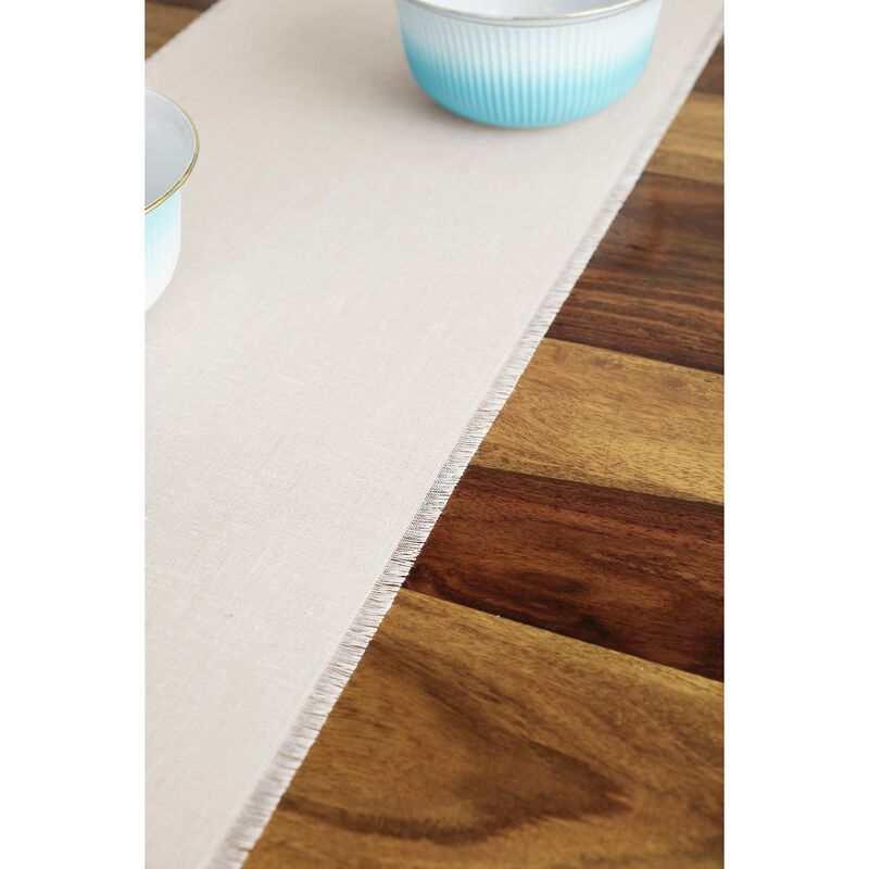Solino Home Fringe 100% Linen Table Runner &ndash; Handcrafted, Machine Washable, Perfect for Holiday and Everyday Dining