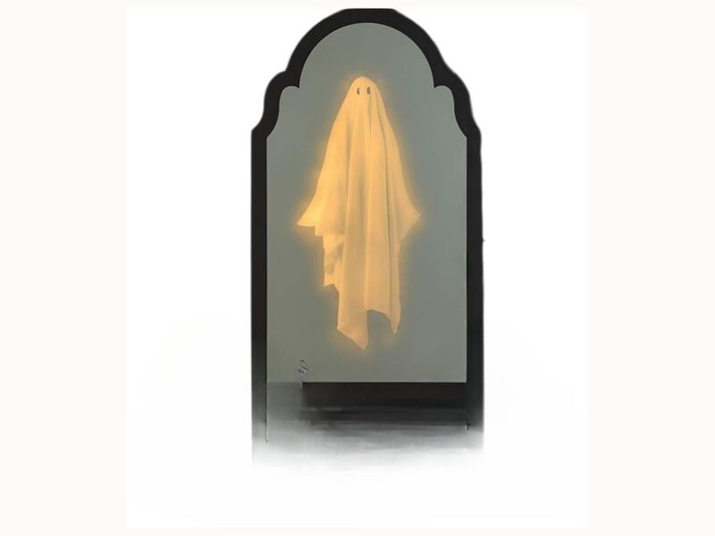 13"x7" Halloween Ghost Mirror – LED Holographic Wall Decor for Party
