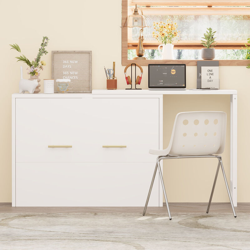 Merax Murphy Cabinet Bed with Adjustable Position Desk