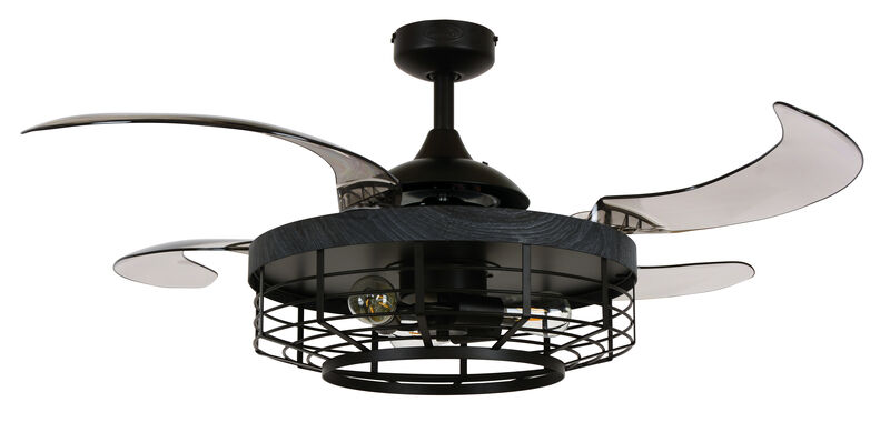 Fanaway Montclair 48" Retractable Blade Ceiling Fan with Light and Remote, Modern Fandelier Ceiling Fan, Patented Design Technology, Stronger Thicker Blades, Black image number 0