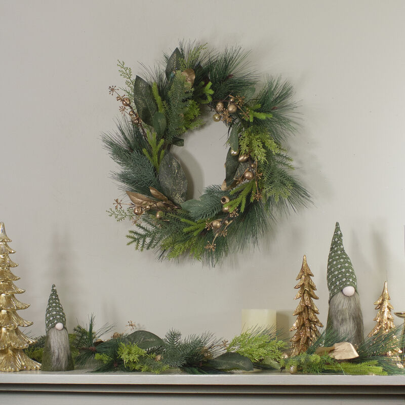 Leaves  Berry and Cedar Artificial Christmas Wreath - 20-Inch  Unlit image number 1
