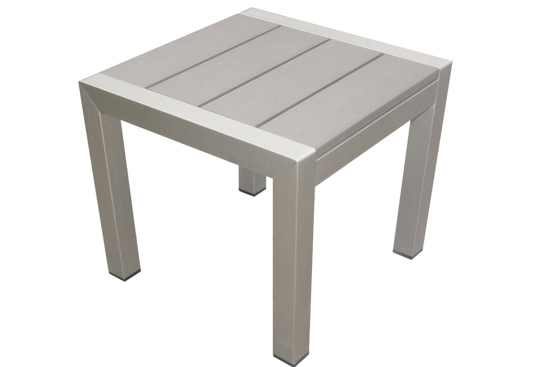 16 Inch Outdoor Side Table, Highly Functional, Easy Movable, Gray - Benzara