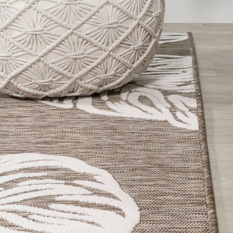 Tobago High-Low Two Tone Monstera Leaf Area Rug
