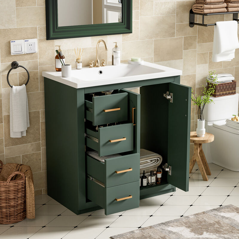 ELEMENT ACE Modern 30-Inch Bathroom Vanity with Ceramic Sink Combo and Storage Cabinet image number 3