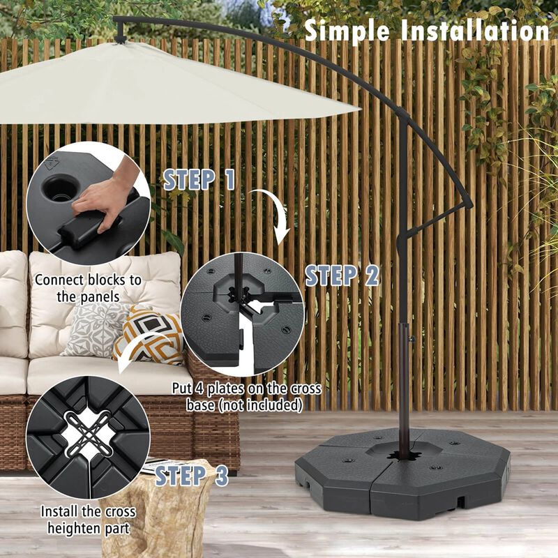 Mondawe 4 Pieces Patio Cantilever Offset Umbrella Weights Base Plate Set