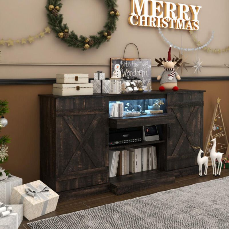 Hivvago 58 Inches TV stand for TVs up to 65 Inches with 20 Color Led Lights-Coffee