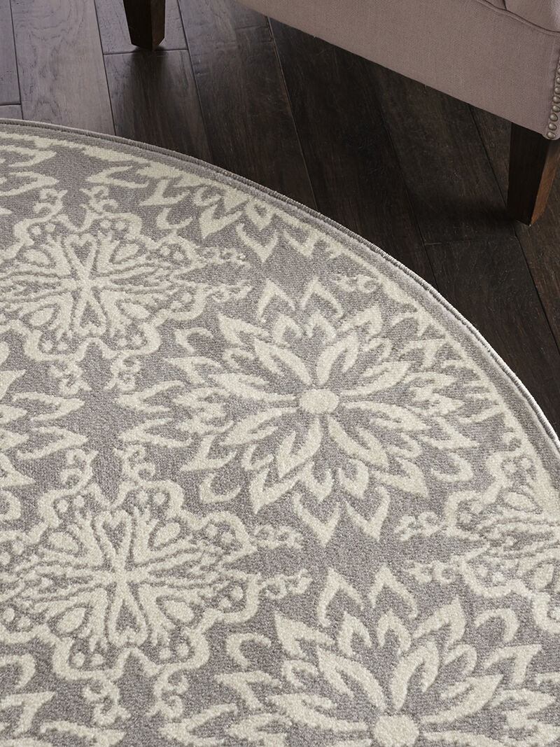 Jubilant JUB06 Ivory/Gray 5'3" x Round Rug