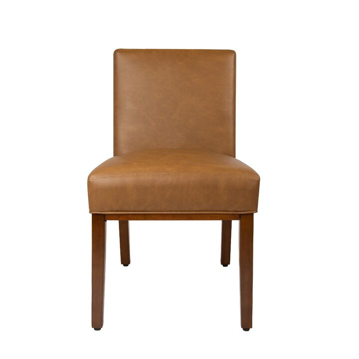 Jan Dining Chair with Espresso Wood Legs, Caramel Brown Faux Leather