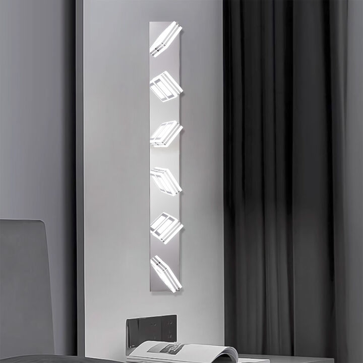 LED Modern Chrome Makeup Light, 6-Lights Acrylic Chrome Makeup Mirror Light