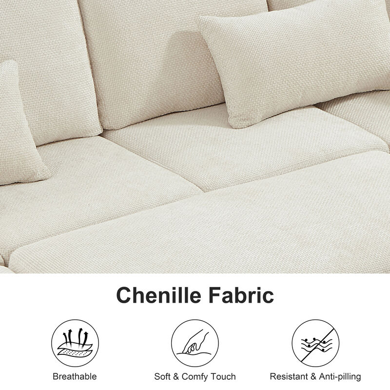 Largwo L‑Shaped Chenille Sectional Sleeper Sofa image number 6