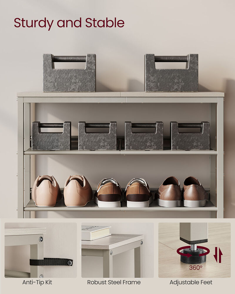 Shoe Organizer Rack with 5 Shelves and Extra Top Space &ndash; Tall Storage Unit for Footwear, Bags & Small Items