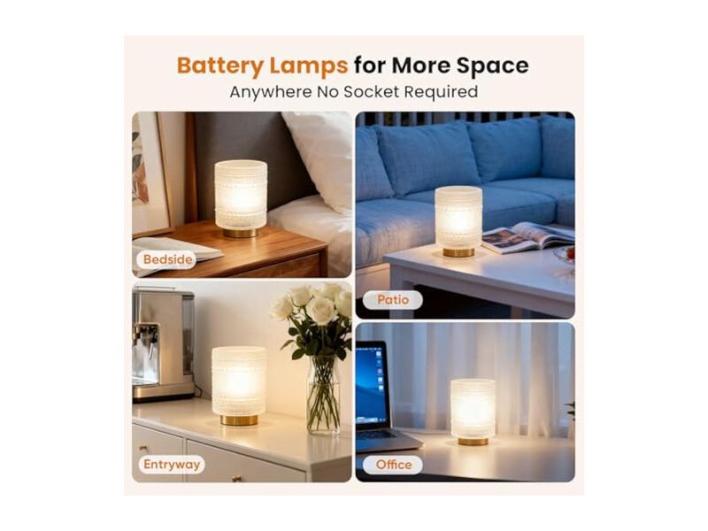 Cordless LED Battery Operated Table Lamp For Living Room Office Bedside White image number 3
