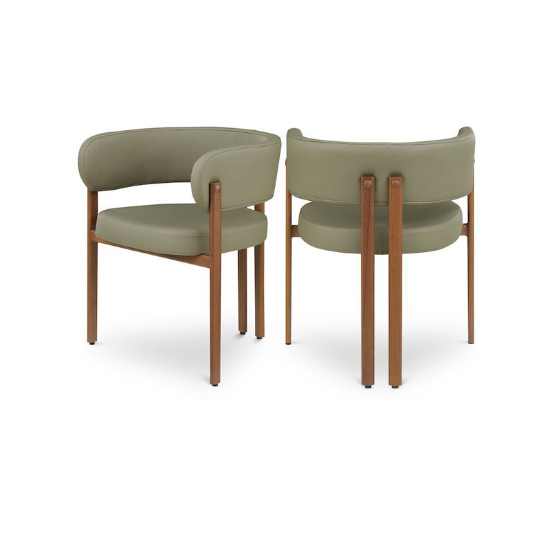 Meridian Furniture Gideon Olive Green Vegan Leather Dining Chair, Set of 2