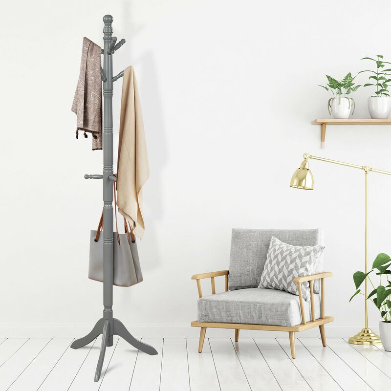 Entryway Height Adjustable Coat Stand with 9 Hooks
