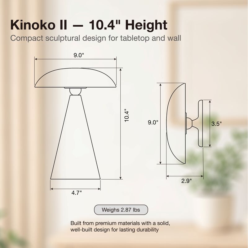 Beacon Lighting Kinoko II Cordless 2-in-1 Rechargeable LED Table & Wall Lamp, CCT Dimmable, Gloss image number 8