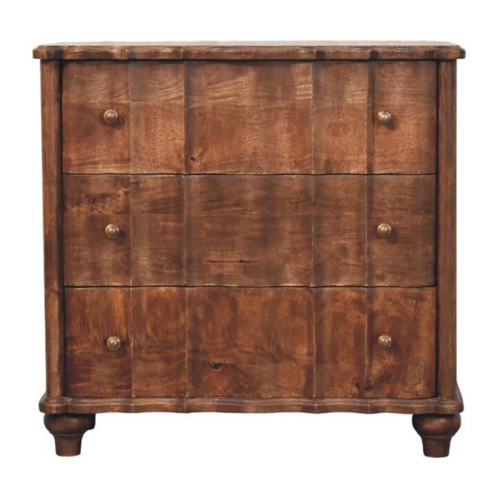 Artisan Furniture Solid Wood Camille Chest,Brown,3-Drawers