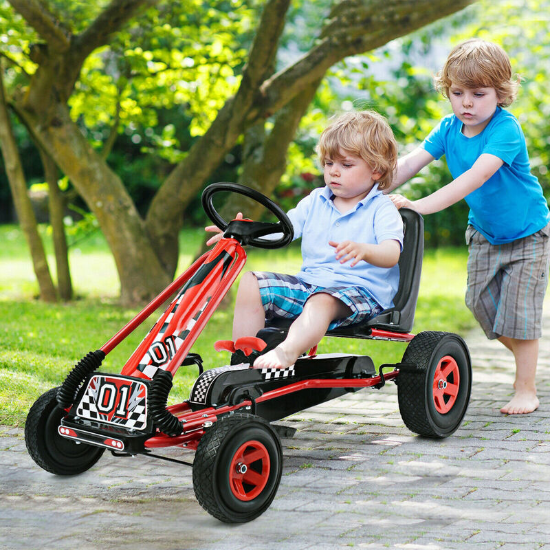 4-Wheel Kids Pedal Go-Kart Ride-On Racer Car for Outdoor Play image number 1