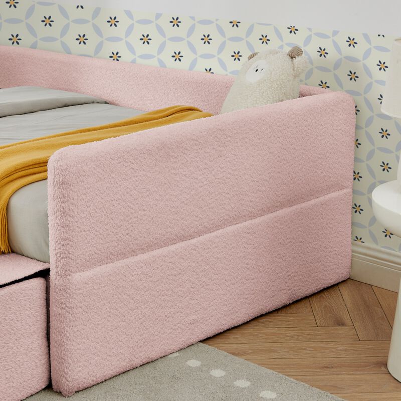 Josmok Multi-Functional Boucle Upholstered Toddler Bed image number 6